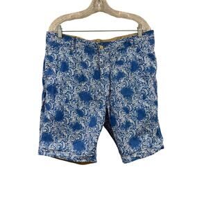 Cremieux Reversible Shorts Blue Paisley / Khaki Size 36